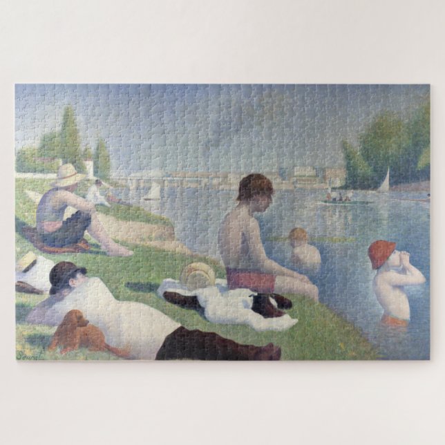 Bathers Georges Seurat Neo Impressionist Painting Jigsaw Puzzle (Horizontal)