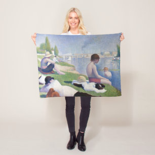 Bathers in Asnieres, Seurat Fleece Blanket
