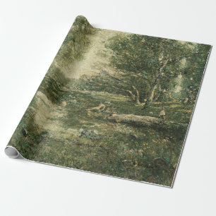 Bathers in Green Woodland Landscape (Vintage Art) Wrapping Paper