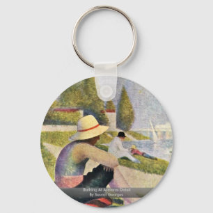 Bathing At Asnieres Detail By Seurat Georges Key Ring