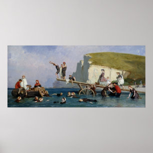 Bathing at Etretat Poster