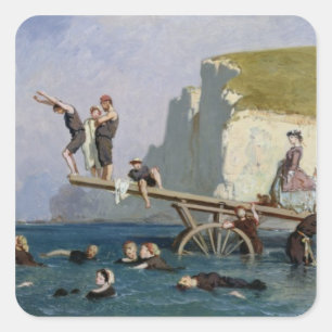 Bathing at Etretat Square Sticker