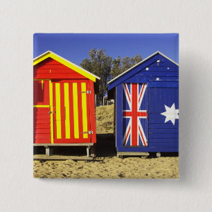 Bathing Boxes, Middle Brighton Beach, Port 2 15 Cm Square Badge