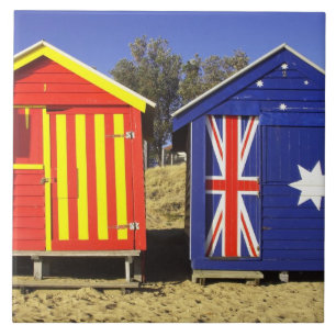 Bathing Boxes, Middle Brighton Beach, Port 2 Ceramic Tile
