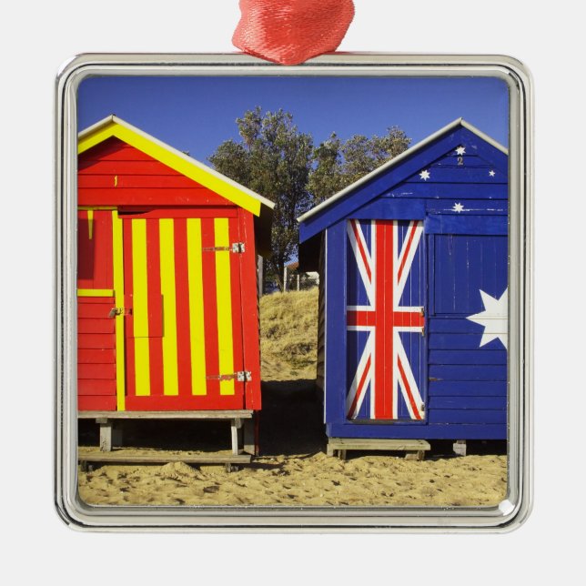 Bathing Boxes, Middle Brighton Beach, Port 2 Metal Tree Decoration (Front)