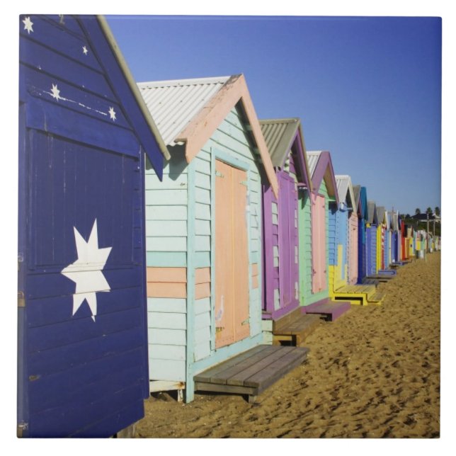 Bathing Boxes, Middle Brighton Beach, Port Ceramic Tile (Front)
