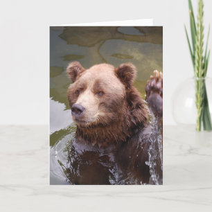 Bathing Brown Bear  Note Card