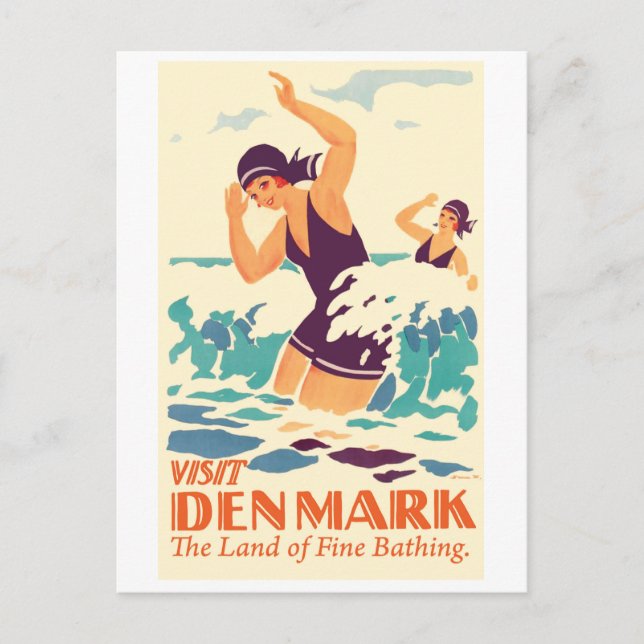 Bathing Girls in Denmark Postcard (Front)