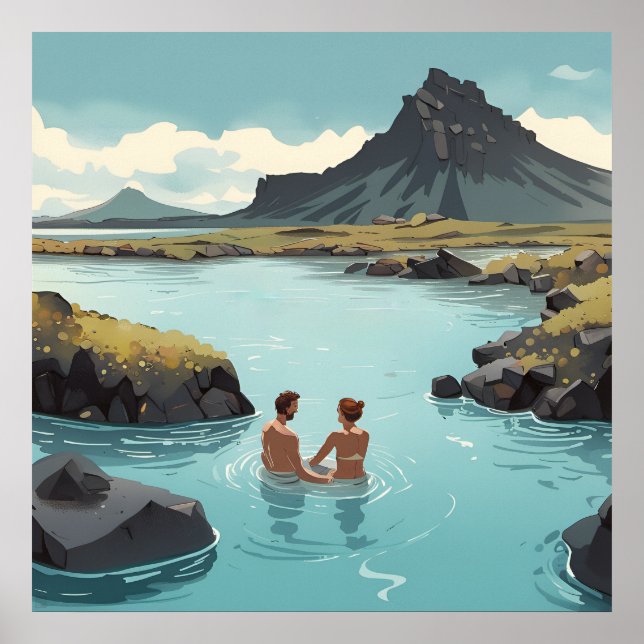 Bathing in Iceland’s Blue Lagoon Print (Front)
