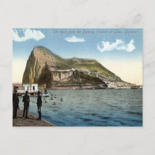 Bathing Pavilion, Linea, Rock of Gibraltar Vintage Postcard