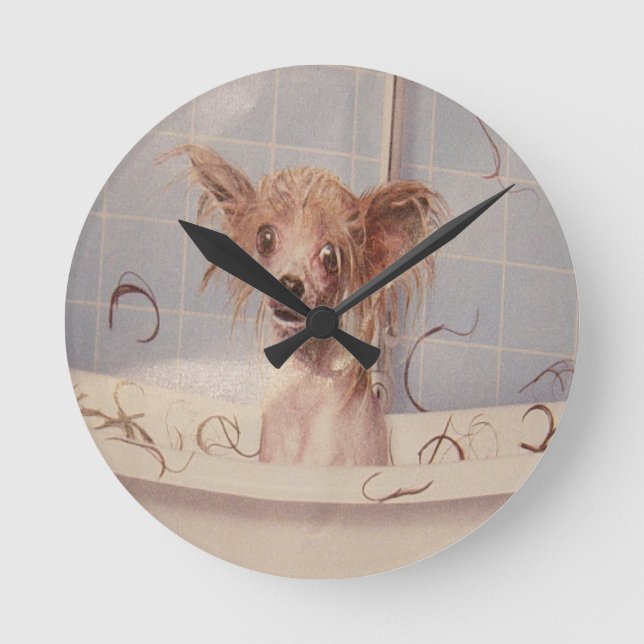 BATHING PUPPY ROUND CLOCK (Front)