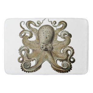 Bathmat black silver grey Octopus gold