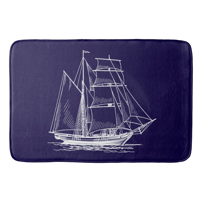 Bathmat Blue sail boat ship nautical sailboat Bath Mats Zazzle
