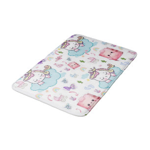 Bathmat Pink, Blue Unicorn Rainbow Cat