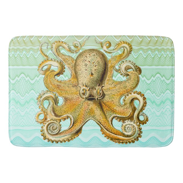 Bathmat Retro  Gold Octopus pastel wave (Front)