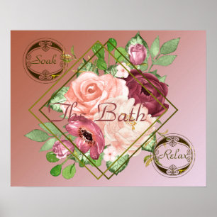 Bathroom Artwork The Bath with Roses Poster