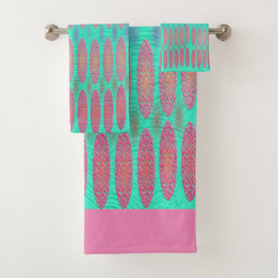 Bathroom delight in baby blue and pale pink bath towel set