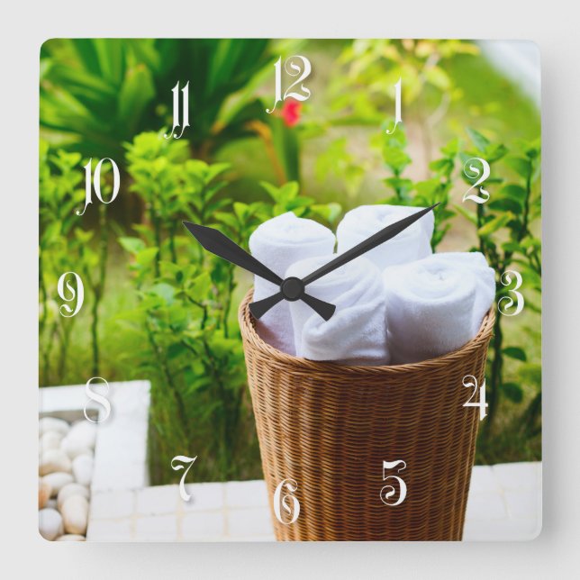 Bathroom details square wall clock (Front)