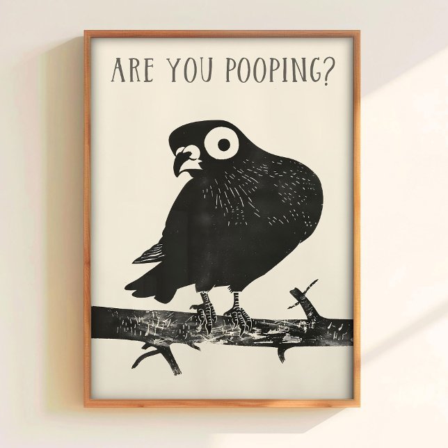 Bathroom Funny Poster Pigeon Art Print Printable A (Creator Uploaded)