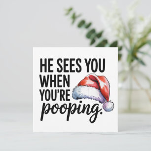 Bathroom He Sees You When You're Pooping Xmas Holiday Card
