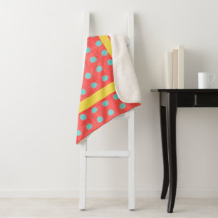 Bathroom Home Decor Polka dots Yellow Green Sherpa Blanket
