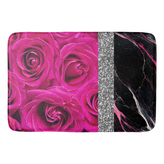 Bathroom Interior Design Home Black Glitter Marble Bath Mat (Front)