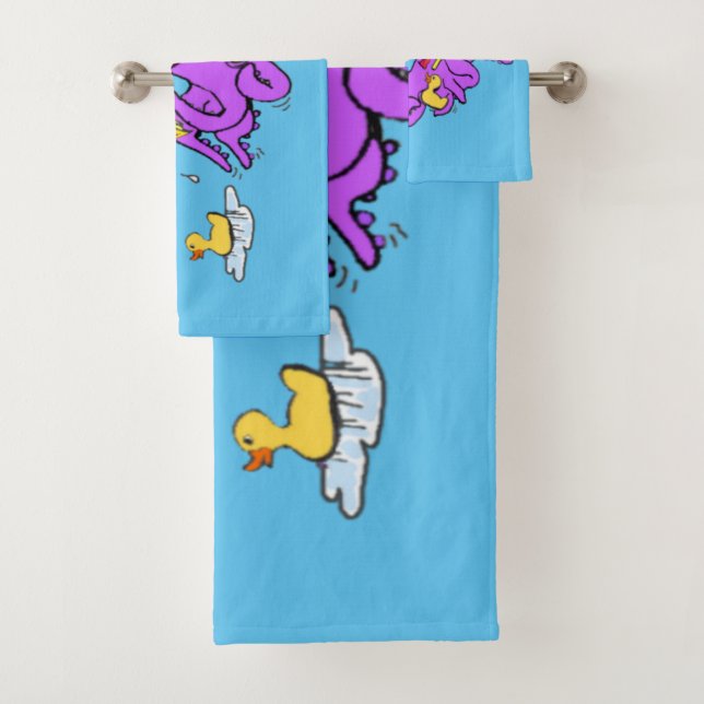 Bathroom Octopus Cartoon Bath Towel Set (Insitu)