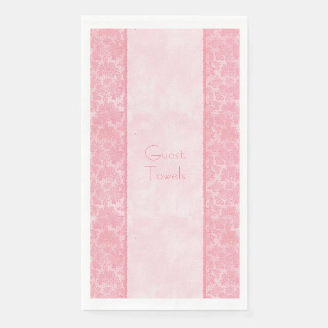 Bathroom Paper Guest Towels Pink Damask Party Napkin (Front)