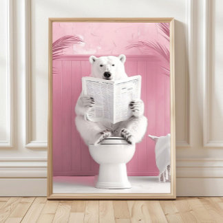 Bathroom Polar Bear Print Polar Bear on Toilet Fun