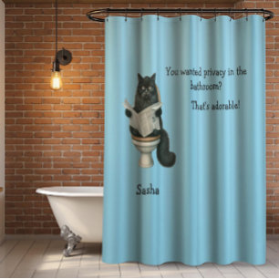 Bathroom Privacy With Cat Shower Curtain