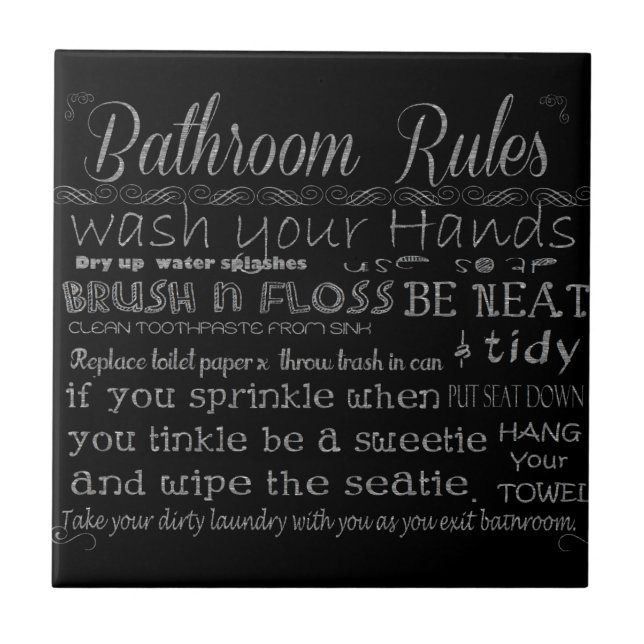 Bathroom Rules Ceramic Tile (Front)
