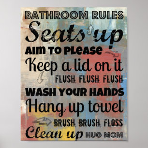 Bathroom Rules Poster   Hug Mum 8x10