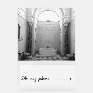 Bathroom sign with original photograph from travel