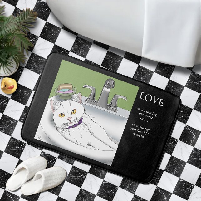 Bathroom Sink White Cat Bath Mat (Creator Uploaded)