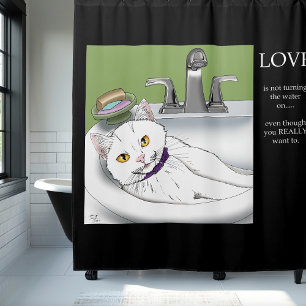 Bathroom Sink White Cat Shower Curtain