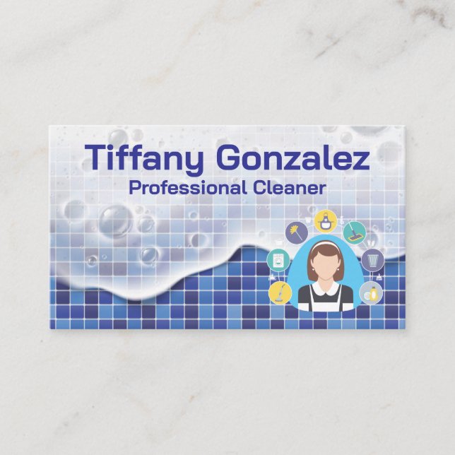 Bathroom Tiles and Soap | Cleaner Logo Business Card (Front)