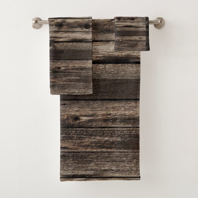 Bathroom Towel Rustic Wood Dark (Insitu)