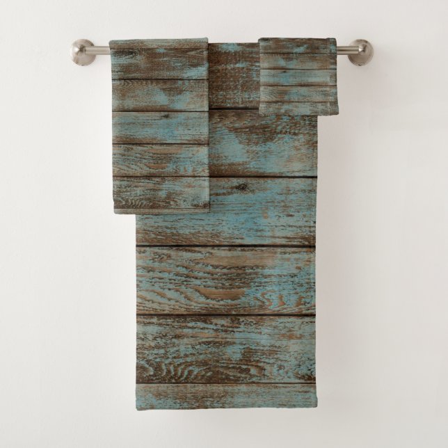 Bathroom Towel Rustic Wood Green  (Insitu)
