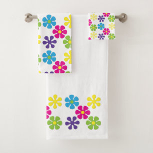 Bathroom Towel Set - 60s Flower Power