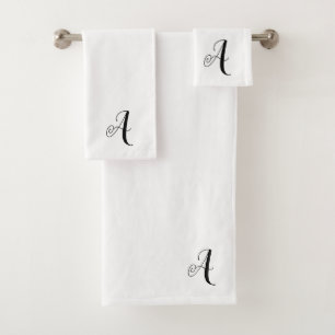 Bathroom Towel Set    Letter "A" Monogram   Decor