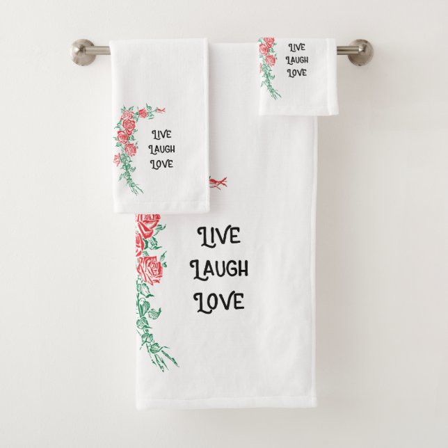 Bathroom towel set Live Laugh Love Guest Bathroom (Insitu)
