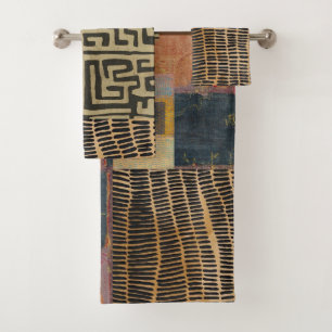 bathroom towel set with earthy design