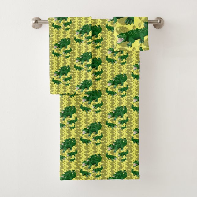Bathroom Towel Sets Alligators (Insitu)