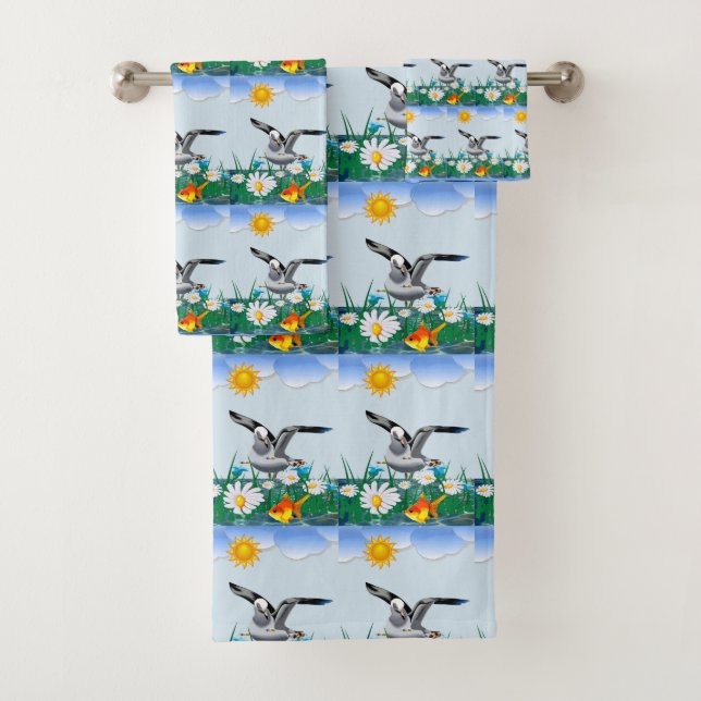 Bathroom Towel Sets Bird (Insitu)
