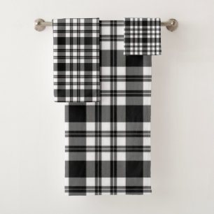 Bathroom Towel Sets Black and White Plaid