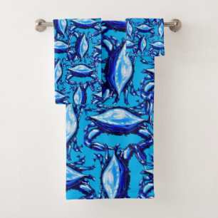 Bathroom Towel Sets Blue Crabs
