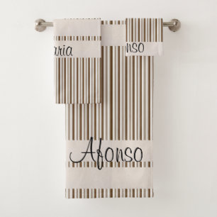 Bathroom Towel Sets Brown Stripe