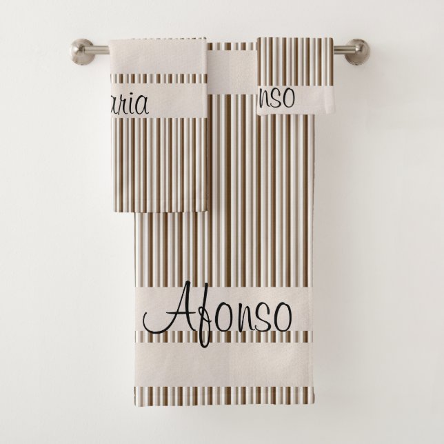 Bathroom Towel Sets Brown Stripe (Insitu)