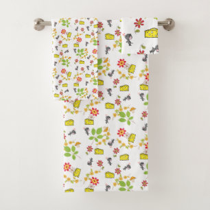 Bathroom Towel Sets Cheese Mouse Mice Floral