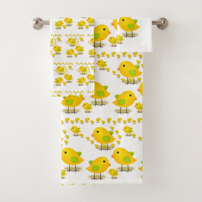 Bathroom Towel Sets Chickens (Insitu)